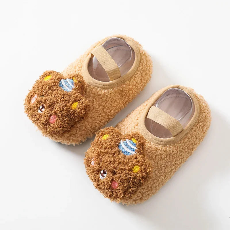 Cartoon Bear Baby Shoes Thick Warm Newborn Shoes