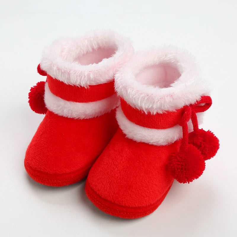 Solid Baby Booties with Pompom