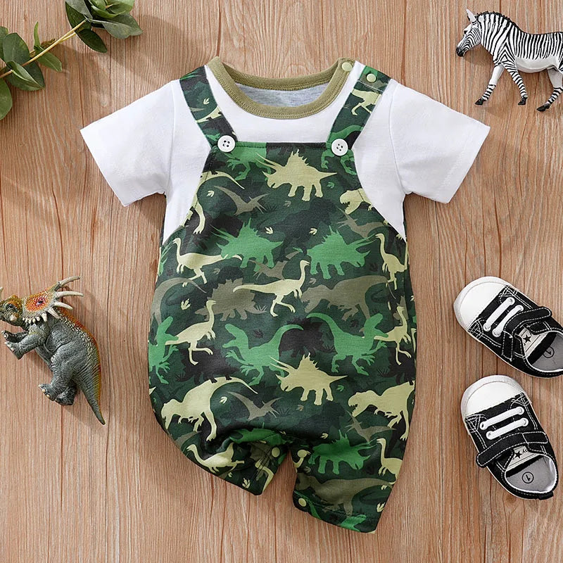 MOMSTAG Summer Cartoon Dinosaur Bodysuit