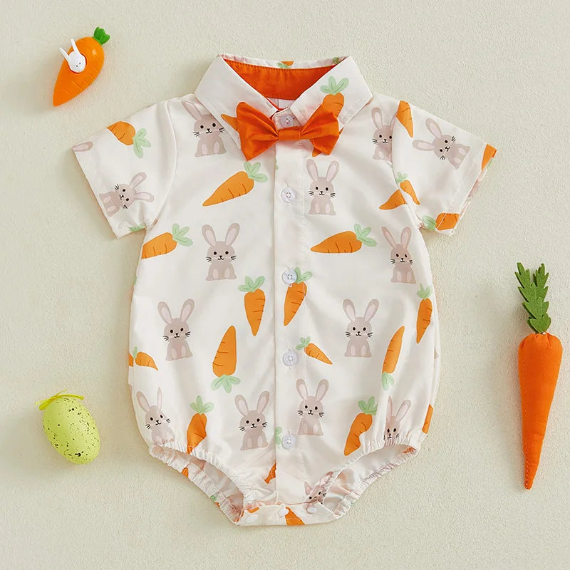 Infant Easter Outfit Lapel Collar Bodysuit