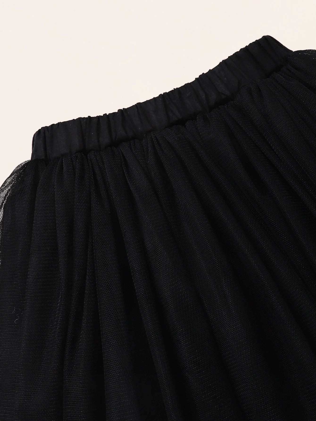 2Pcs Bow Top and Black Tulle Puff Skirt for Girls