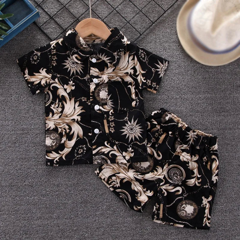 Boys’ Black Summer Clothing Set – 2PCS