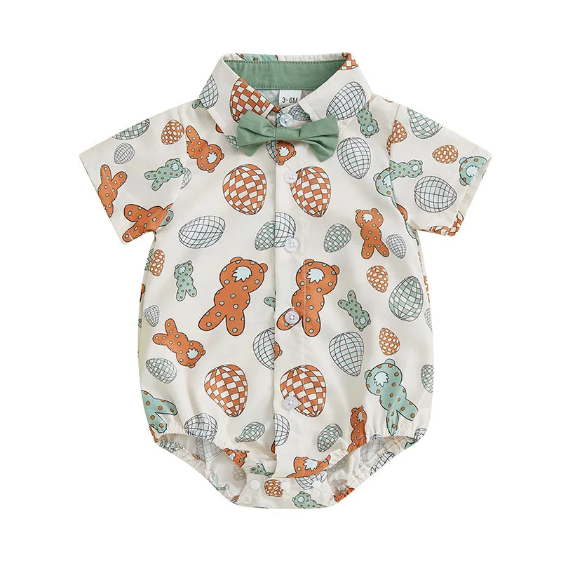 Infant Easter Outfit Lapel Collar Bodysuit