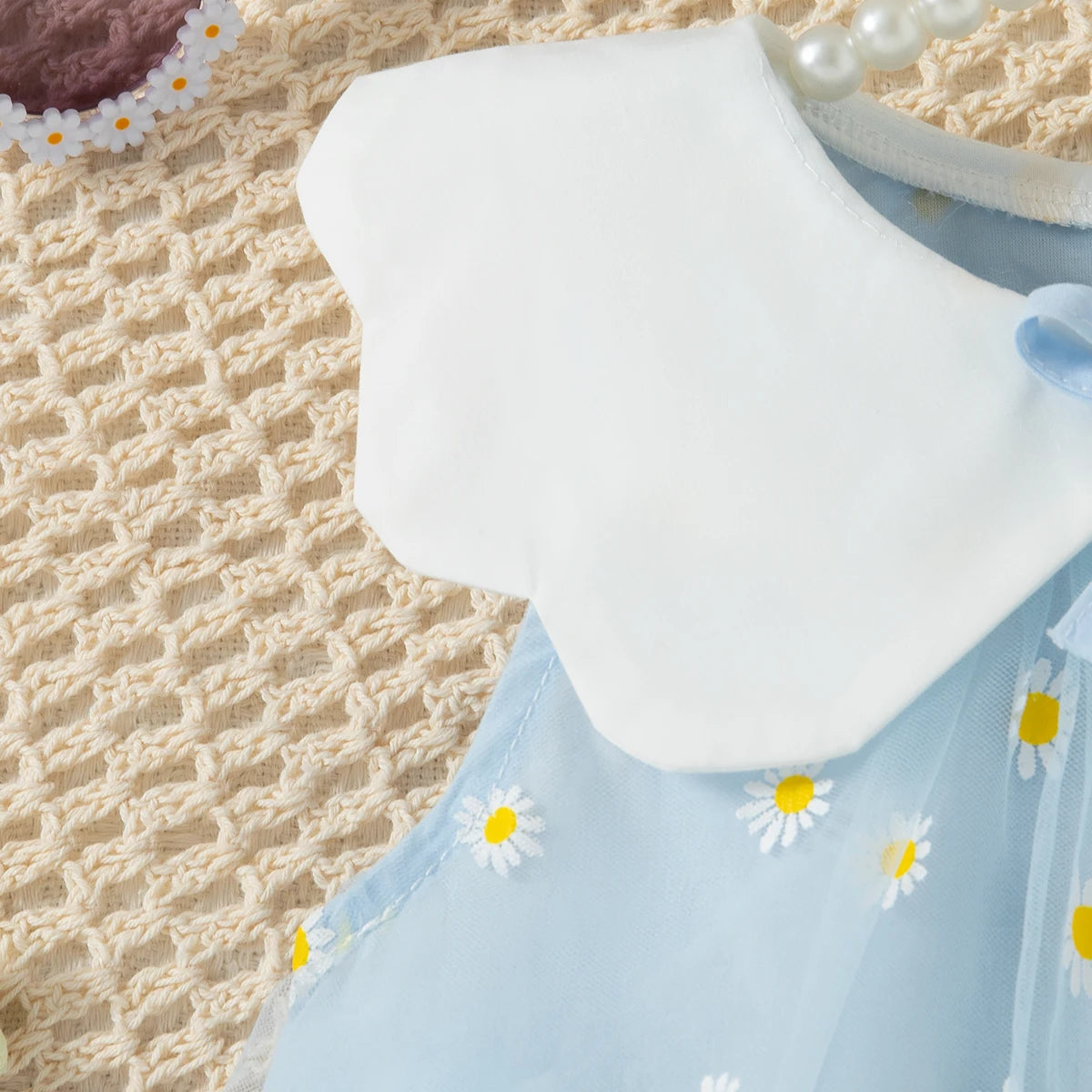 Baby Girl Summer Dress – Floral Print & Lace Bow