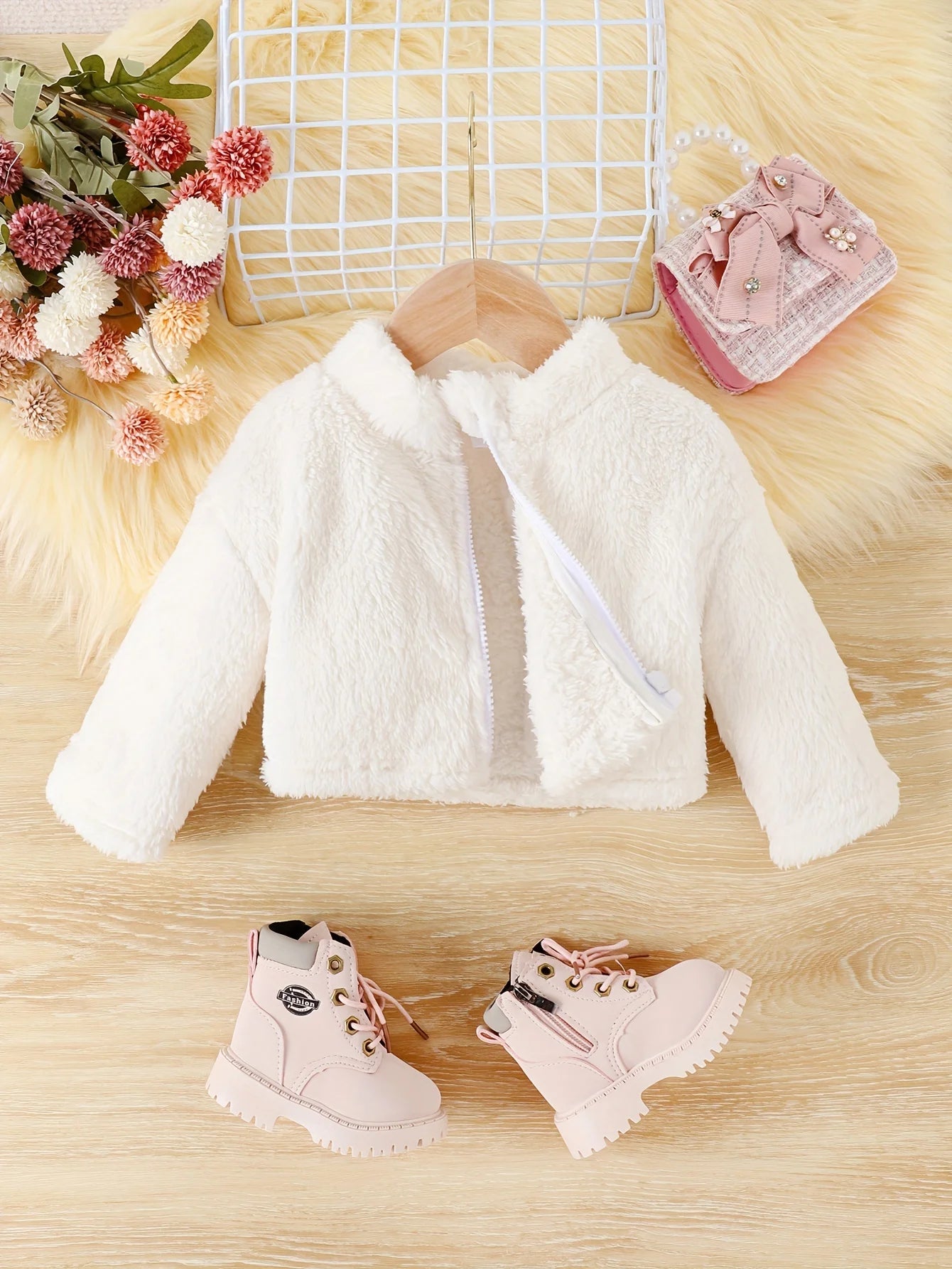 Baby Girl Plush Winter Jacket 3M-24M
