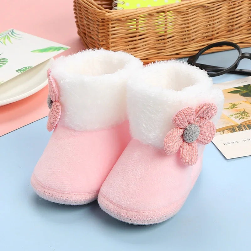 Solid Baby Booties with Pompom