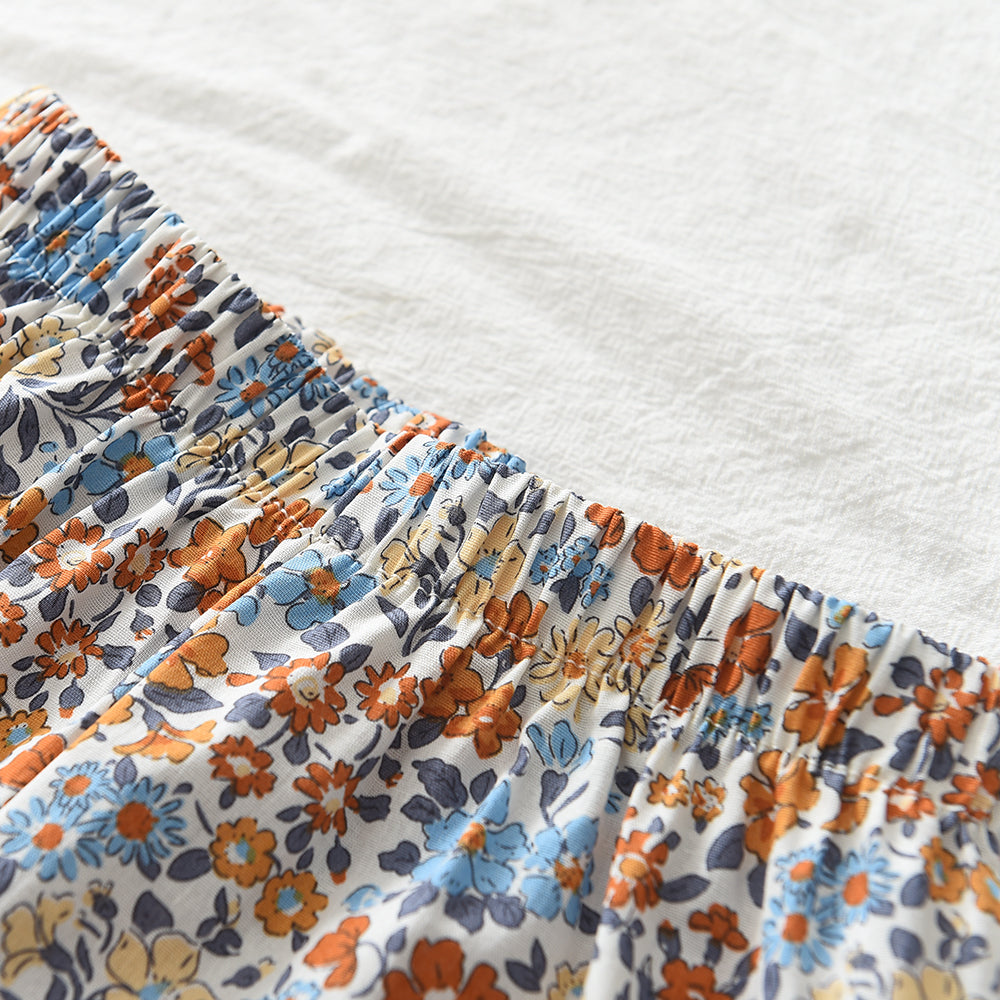 Bear Leader Girls' Summer Set – Solid Suspender T-Shirt Top & Floral Shorts, 2-Piece Kids Clothing Outfit