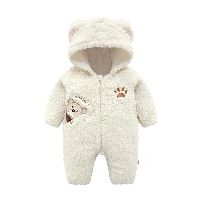 Baby Cotton Plush Bear Winter Jumpsuit 3-18M