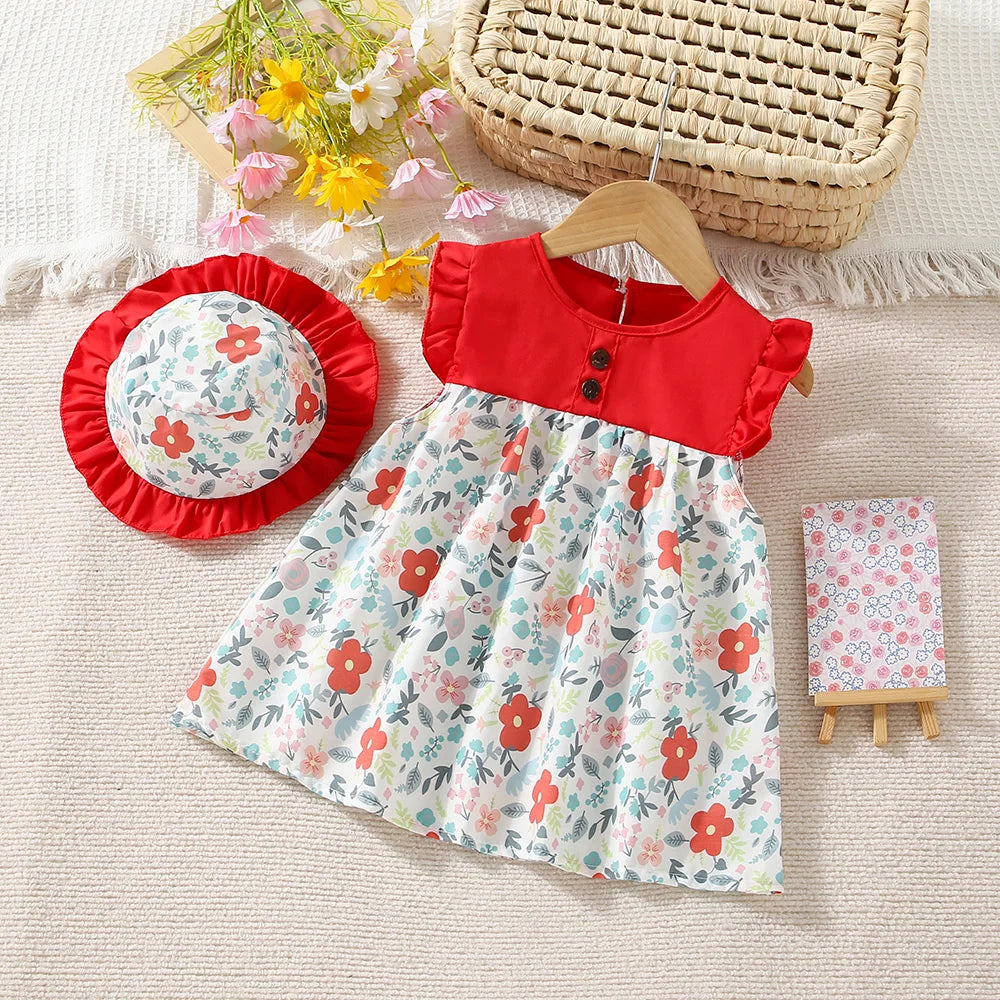 Summer Lace Pleated Dress with Hat (Girls, 0-3 Years)