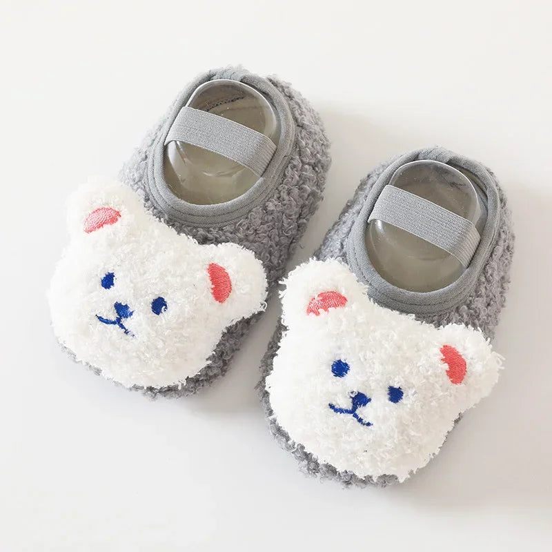 Cartoon Bear Baby Shoes Thick Warm Newborn Shoes