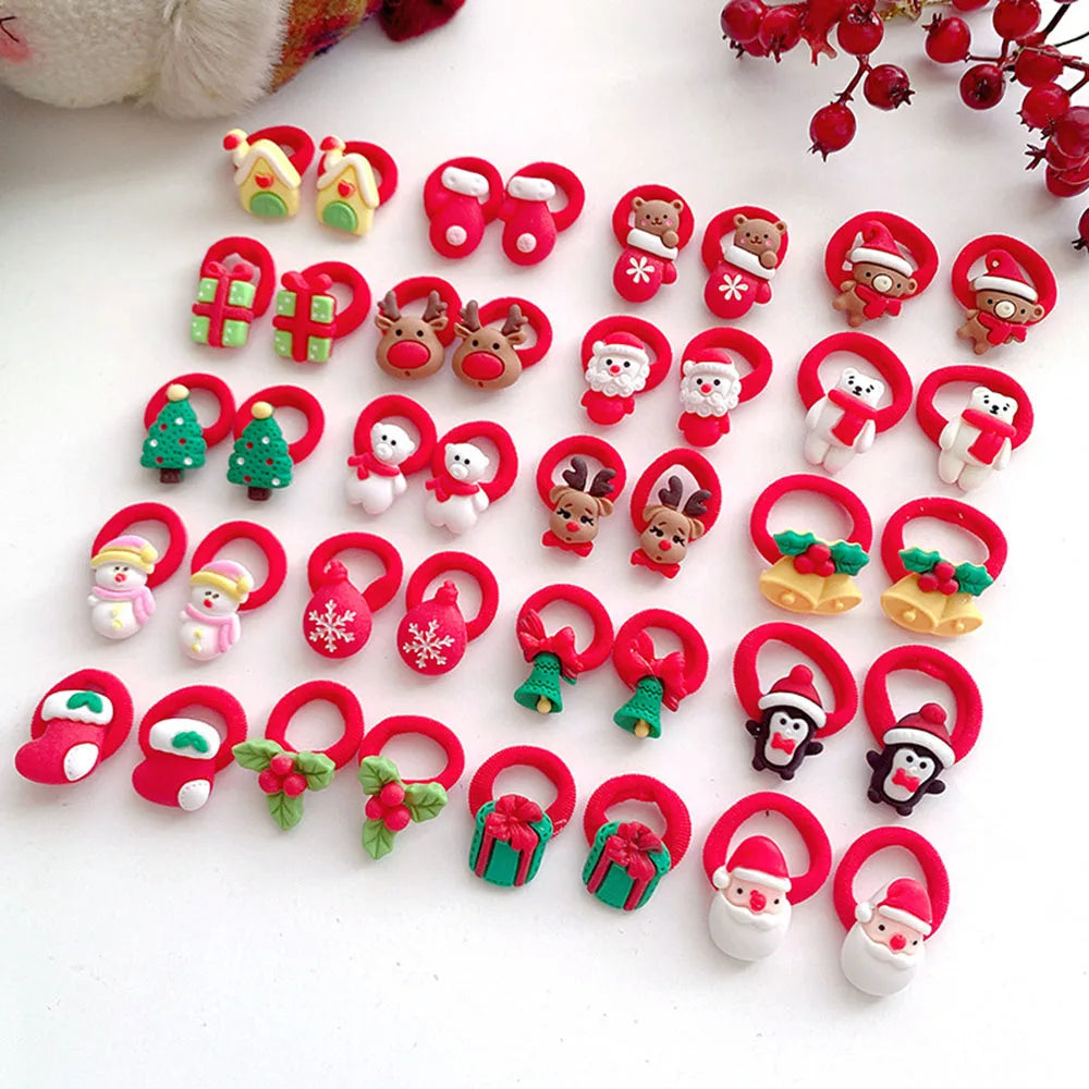 10pcs Christmas Hair Ties Girls Gift Set