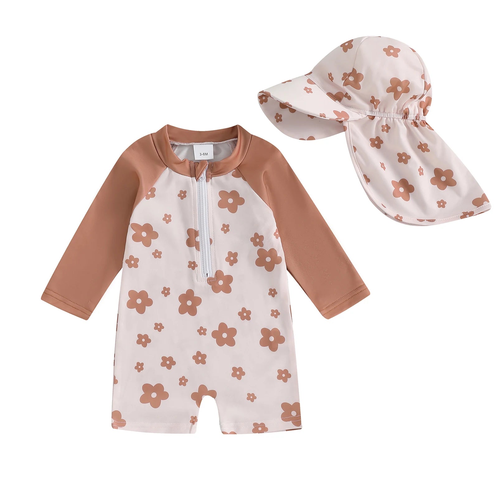 Floral or Tropical Long Sleeve Suit with Hat