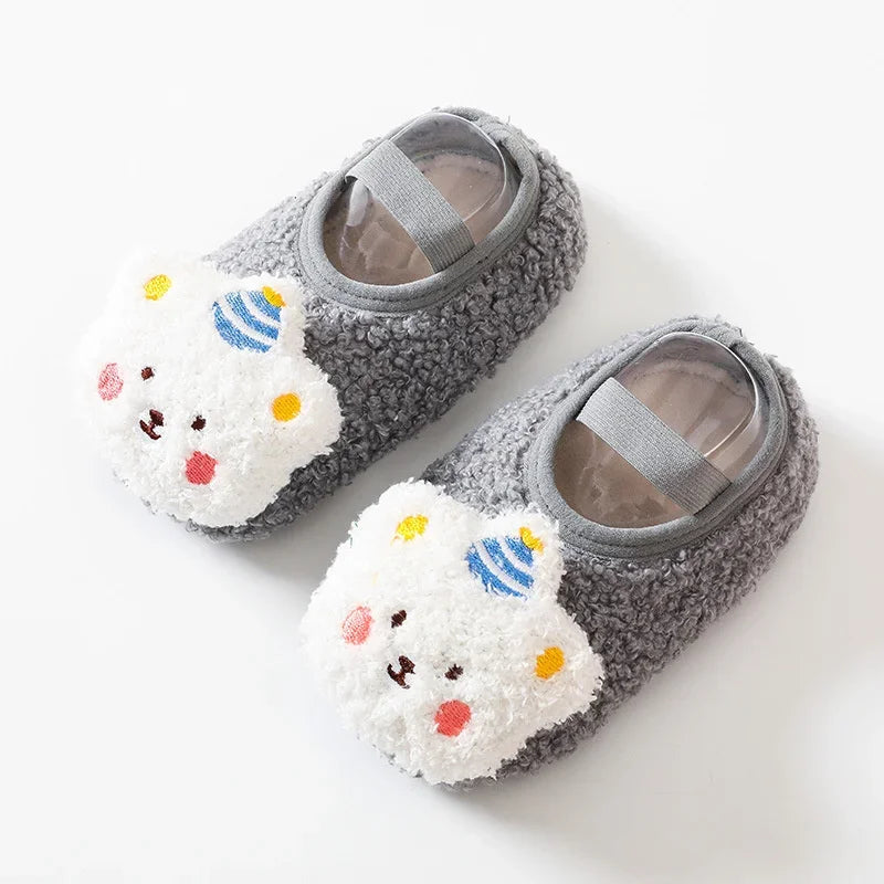 Cartoon Bear Baby Shoes Thick Warm Newborn Shoes