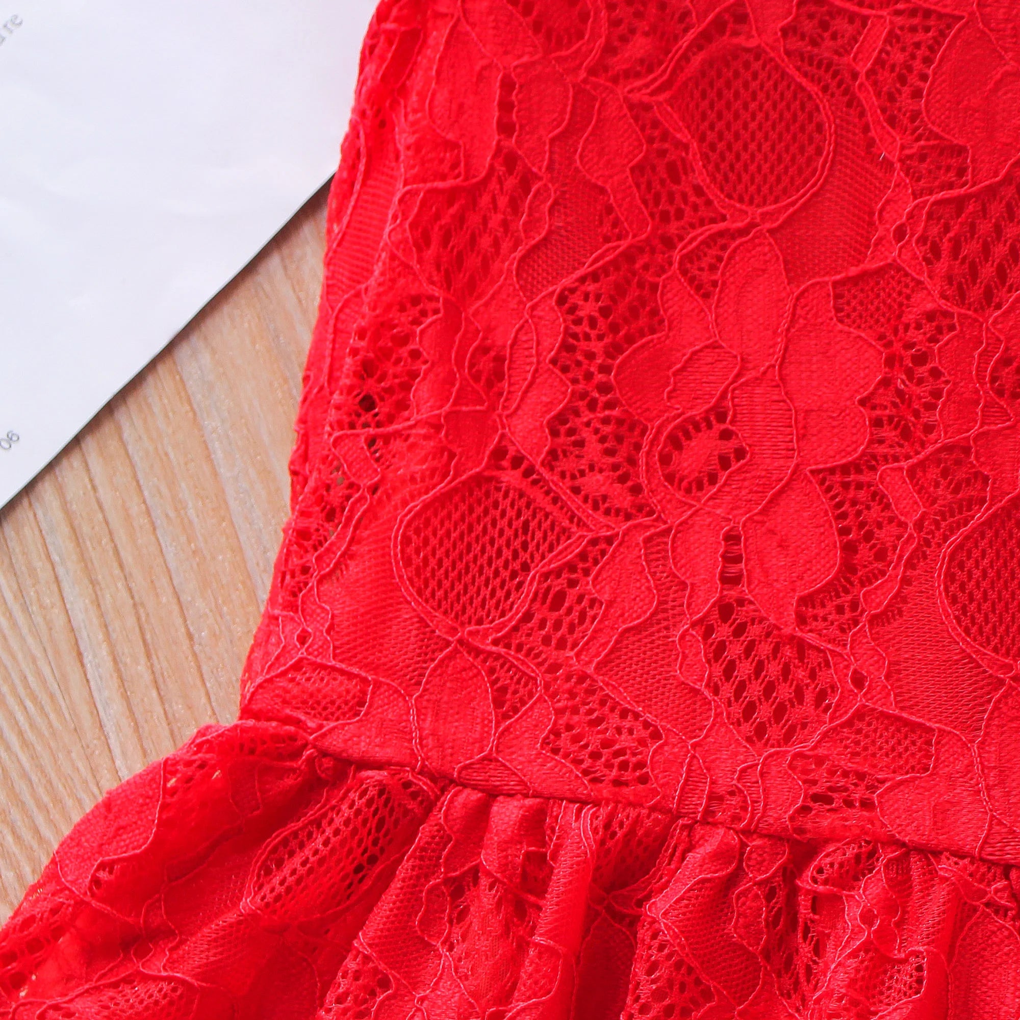 Solid Lace Short Sleeve Princess Dress (Girls)