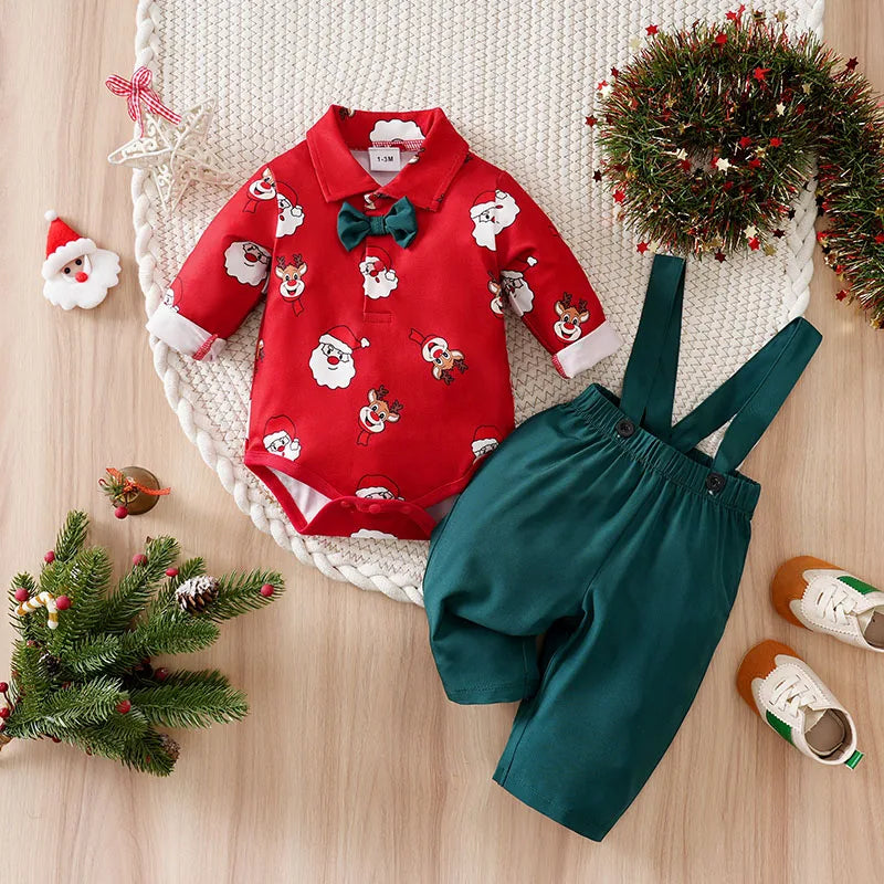 Festive Baby Christmas Jumpsuit & Pants Set