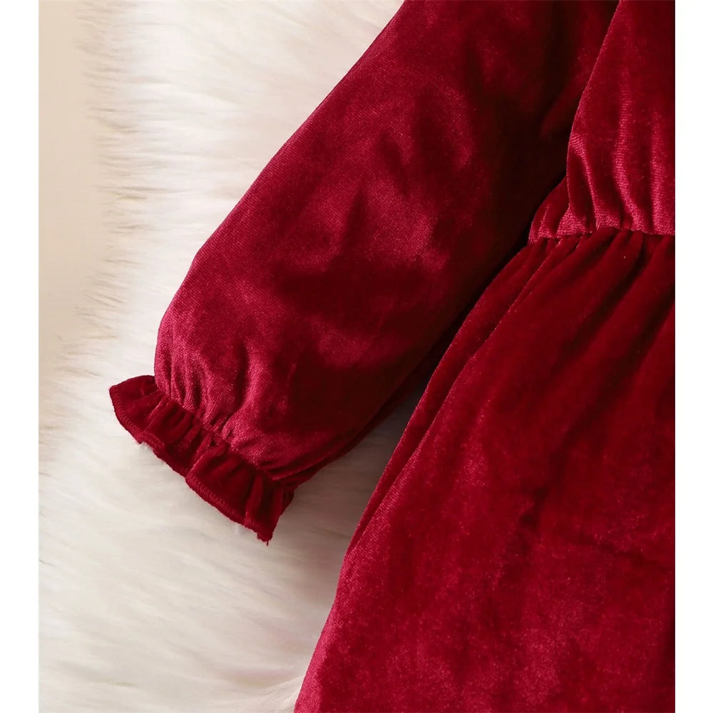 Baby's Velvet Christmas Romper Set