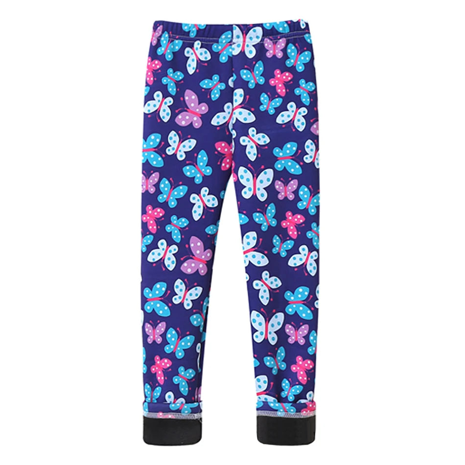 Girls Cozy Fleece-Lined Butterfly Leggings