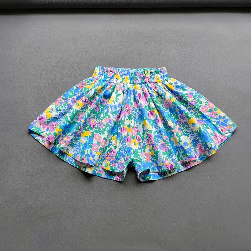 Floral Flowers Kids for Girls Wide-Leg Beach Shorts
