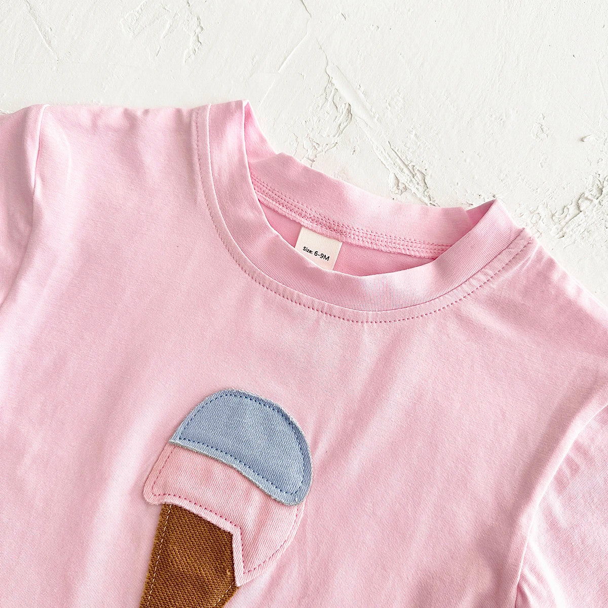 Baby Summer Outfit – 2-Piece Newborn Set, Ice Cream Print T-Shirt & Sports Shorts for Boys & Girls