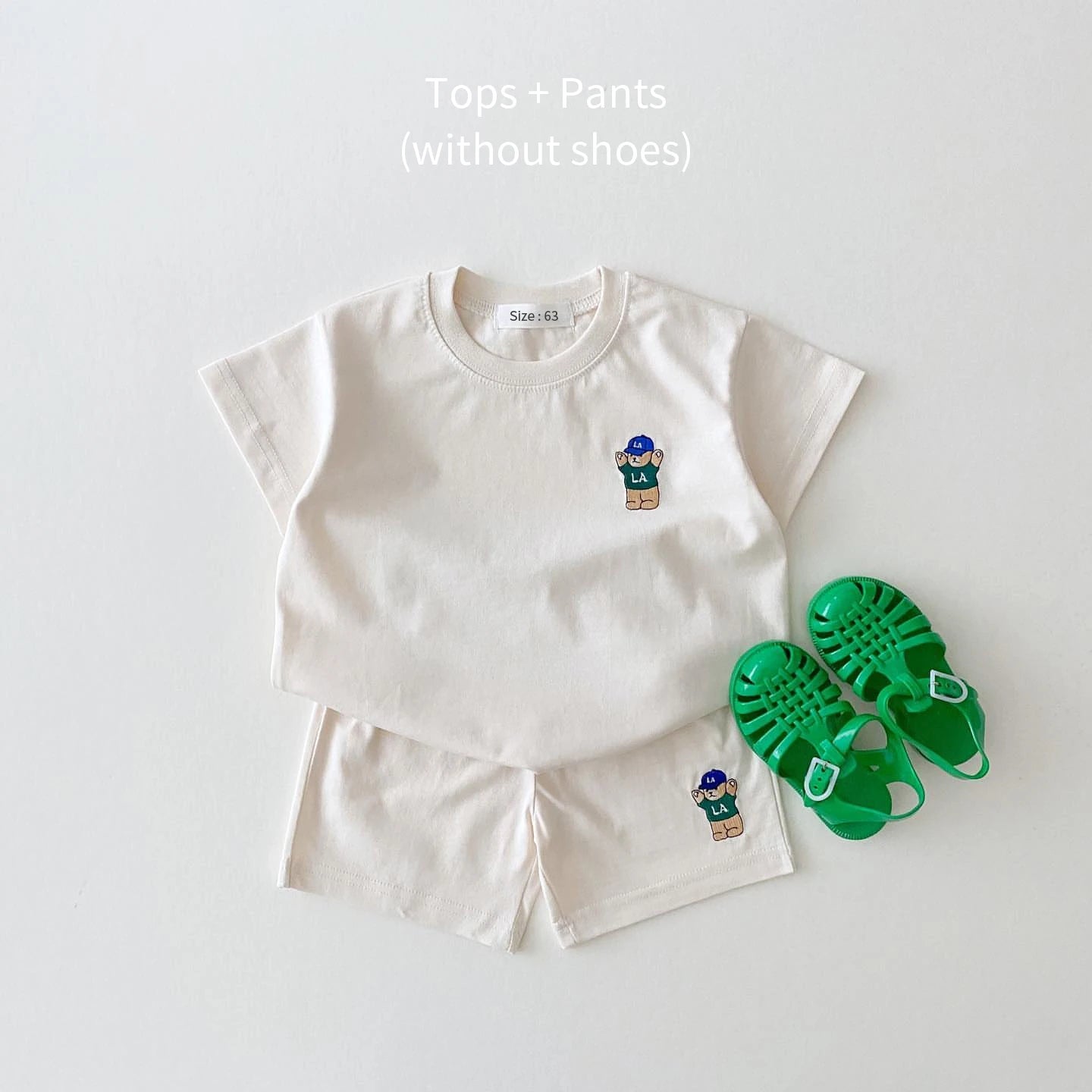 2-Piece Top & Bottom Set for Boys & Girls, Casual Sports Suit with Bear Embroidery