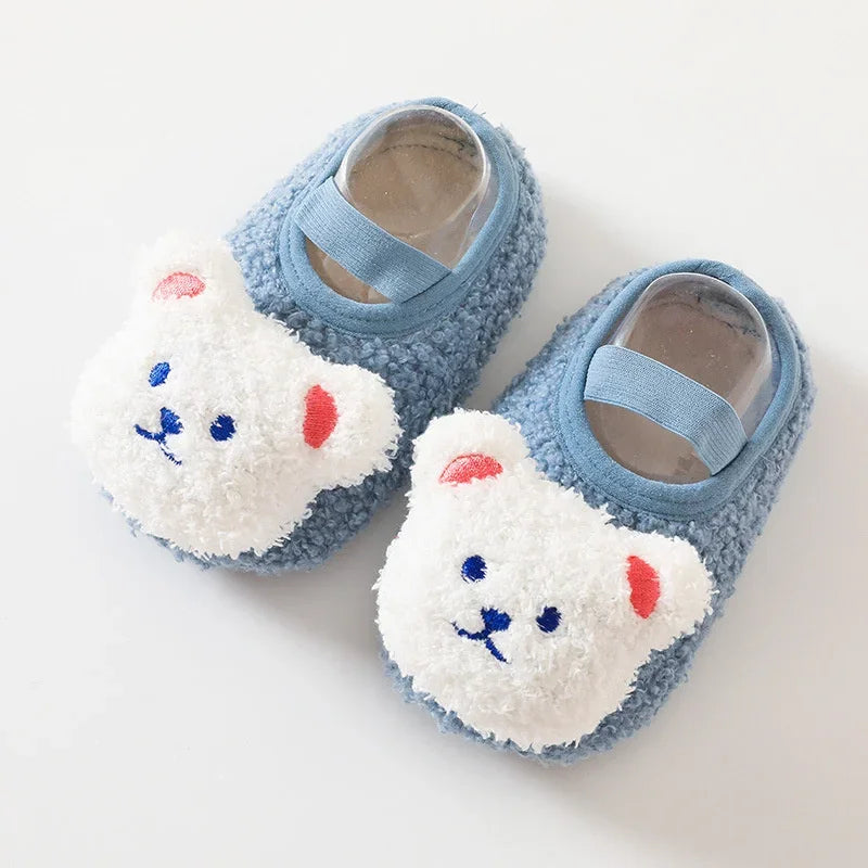Cartoon Bear Baby Shoes Thick Warm Newborn Shoes