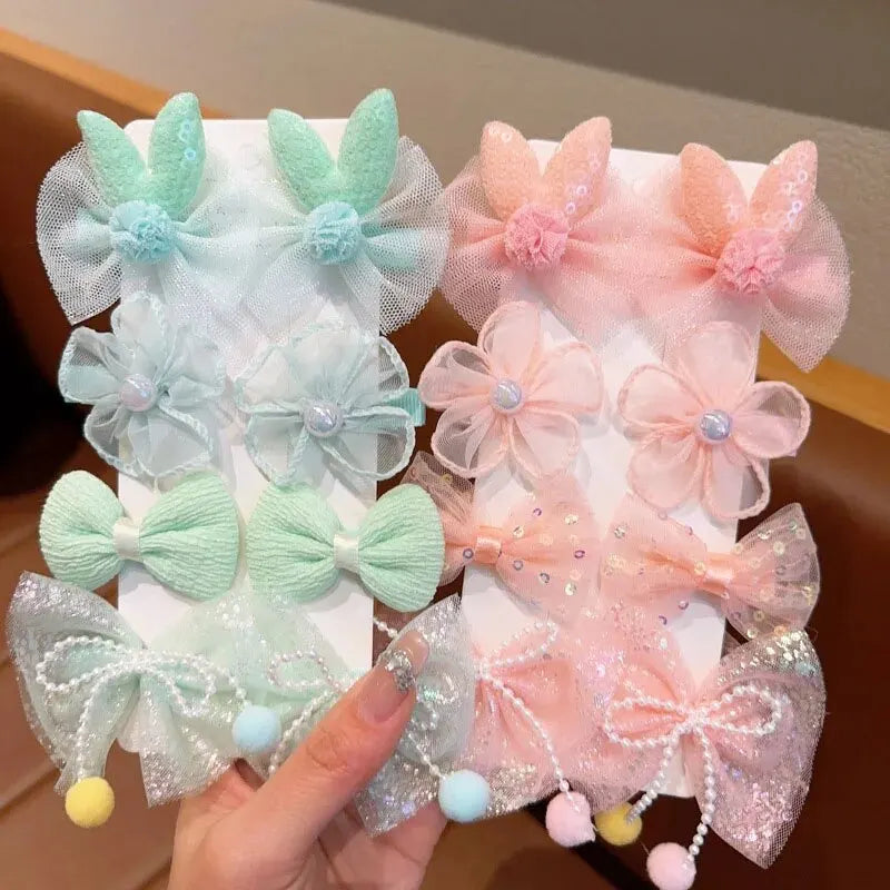 MOMSTAG 8-Piece Flower Bow Hair Clip Set