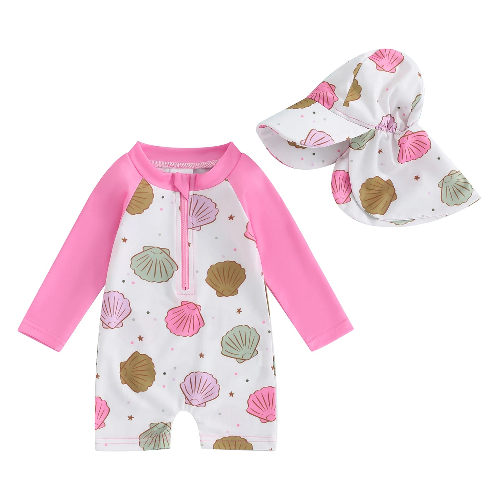 Floral or Tropical Long Sleeve Suit with Hat