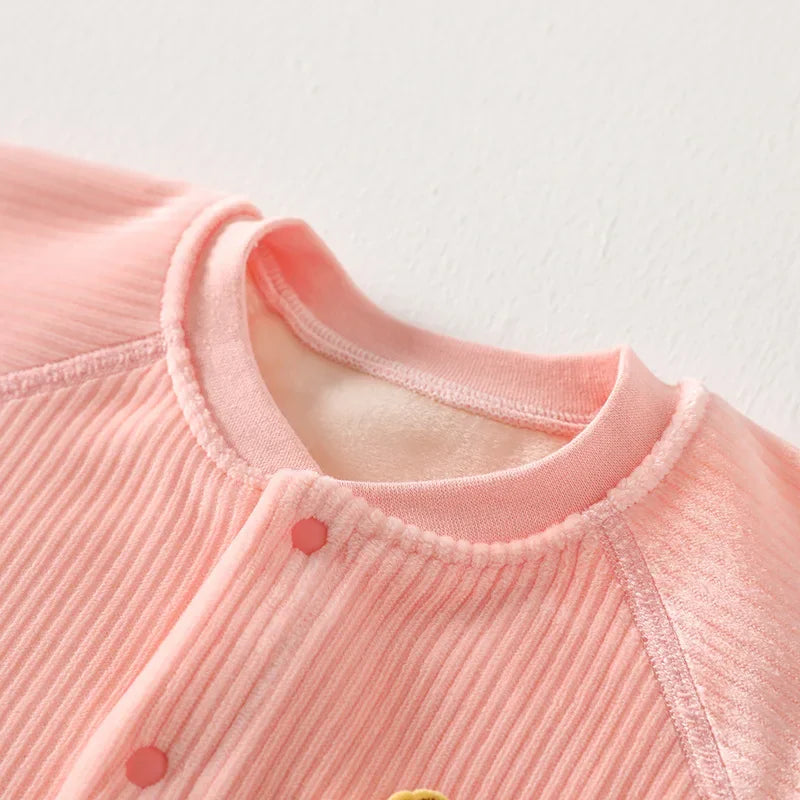 Cartoon Fleece Baby Jumpsuit 0-24M