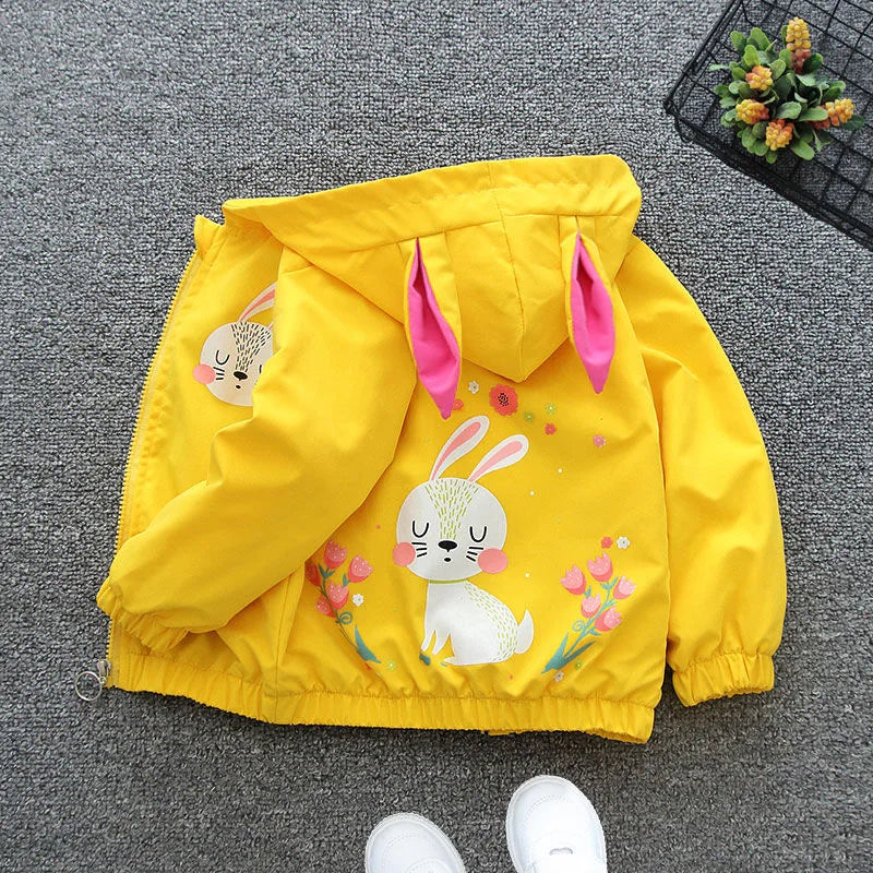 Girls Yellow Rabbit Hooded Jacket