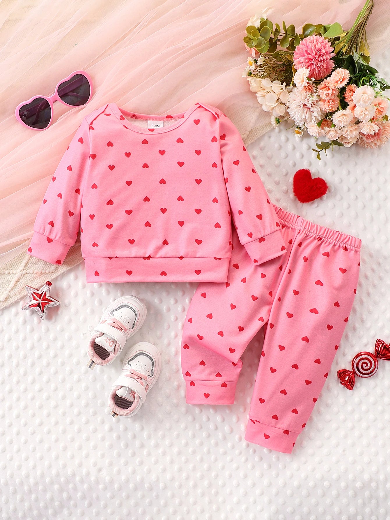 Baby Pink Heart Lounge Set