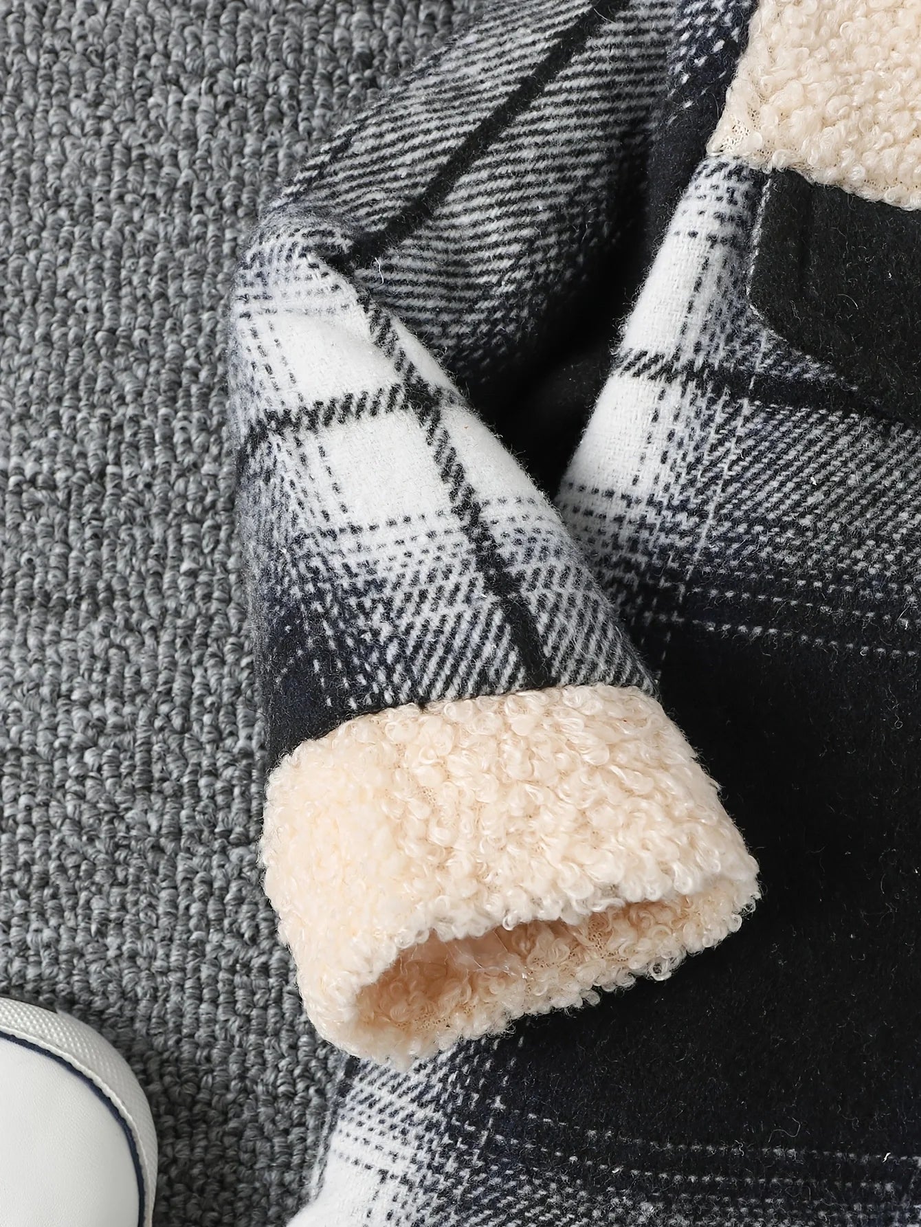 Baby Boy Stylish Plaid Plush Jacket