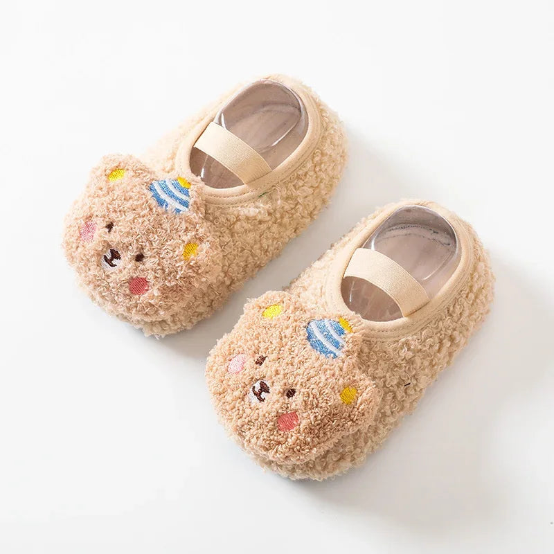 Cartoon Bear Baby Shoes Thick Warm Newborn Shoes