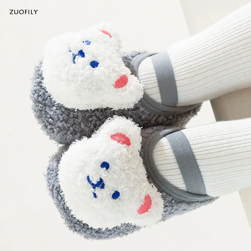 Cartoon Bear Baby Shoes Thick Warm Newborn Shoes