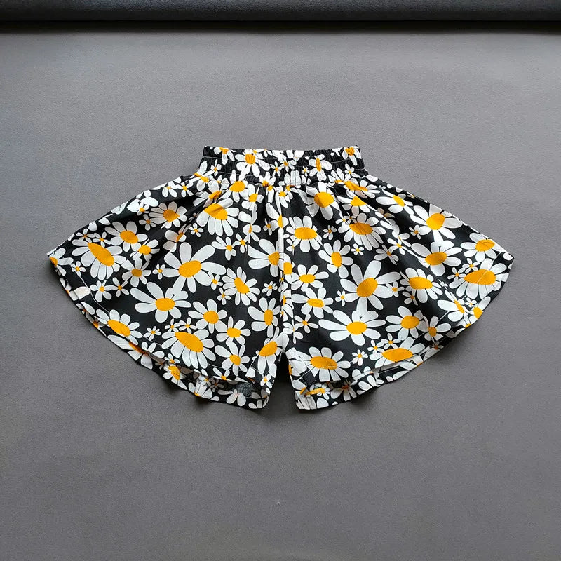 Floral Flowers Kids for Girls Wide-Leg Beach Shorts