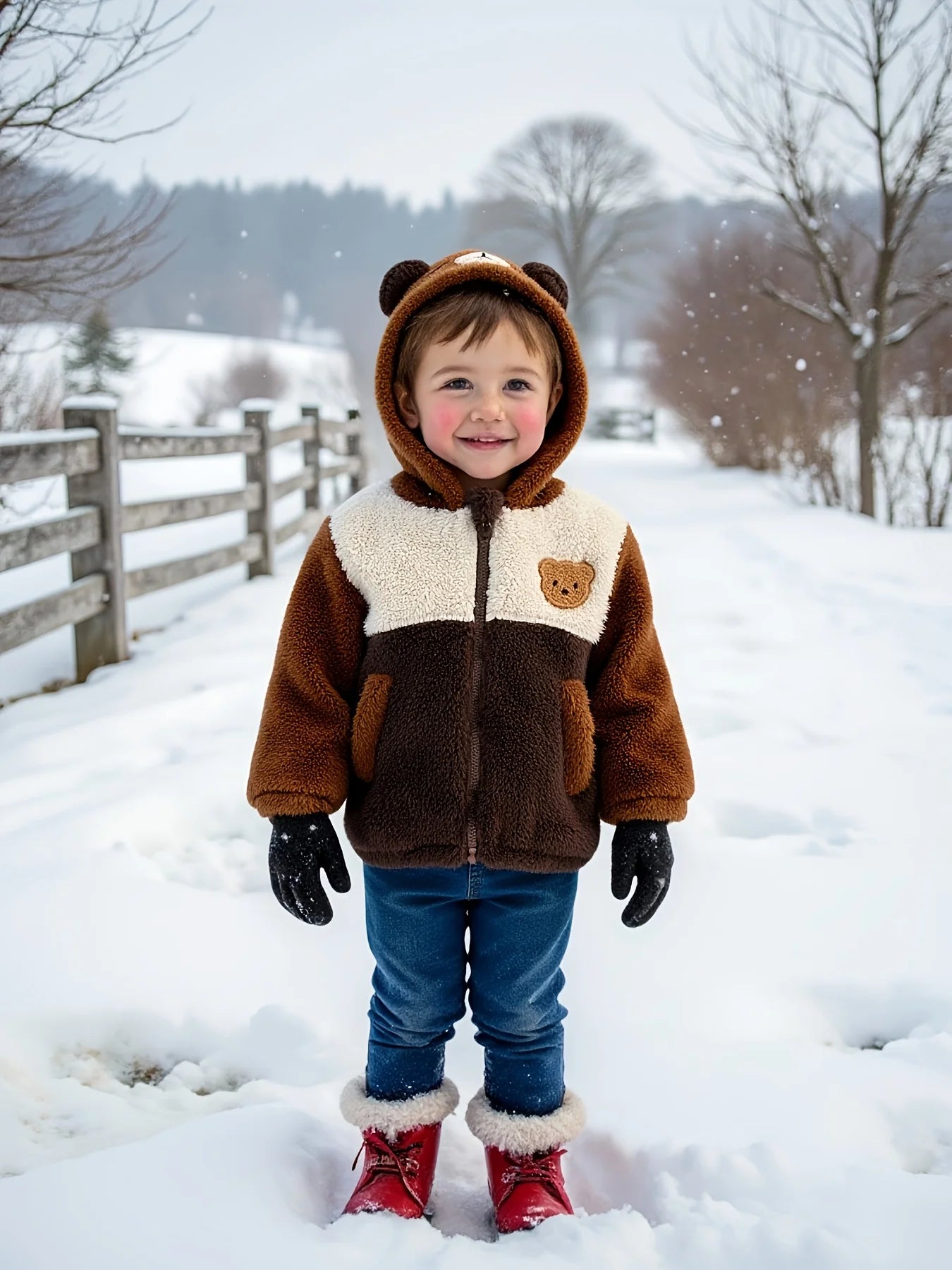Unisex Plush Winter Hooded Jacket 6M-3Y