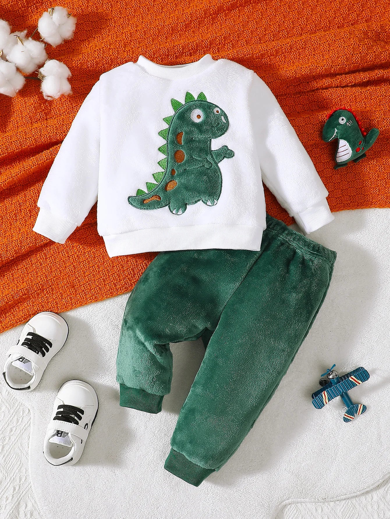 Baby Boy Dinosaur Winter Hoodie Set