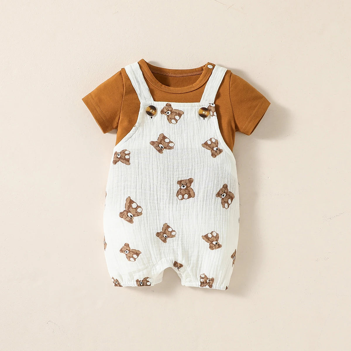 MOMSTAG 2pc Baby Boys Summer Short Sleeve T-Shirt & Suspenders Set
