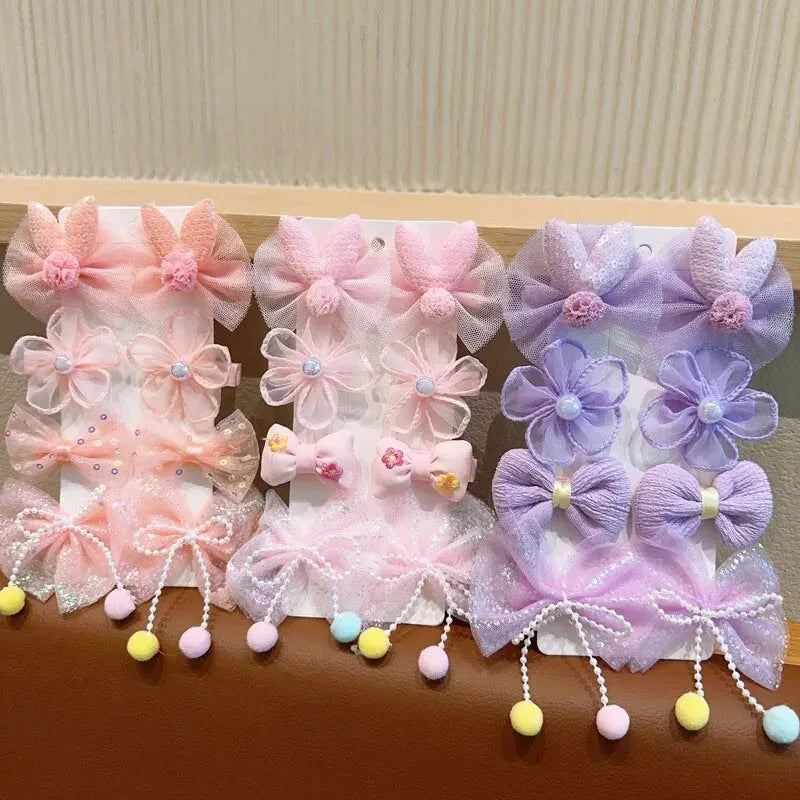 MOMSTAG 8-Piece Flower Bow Hair Clip Set