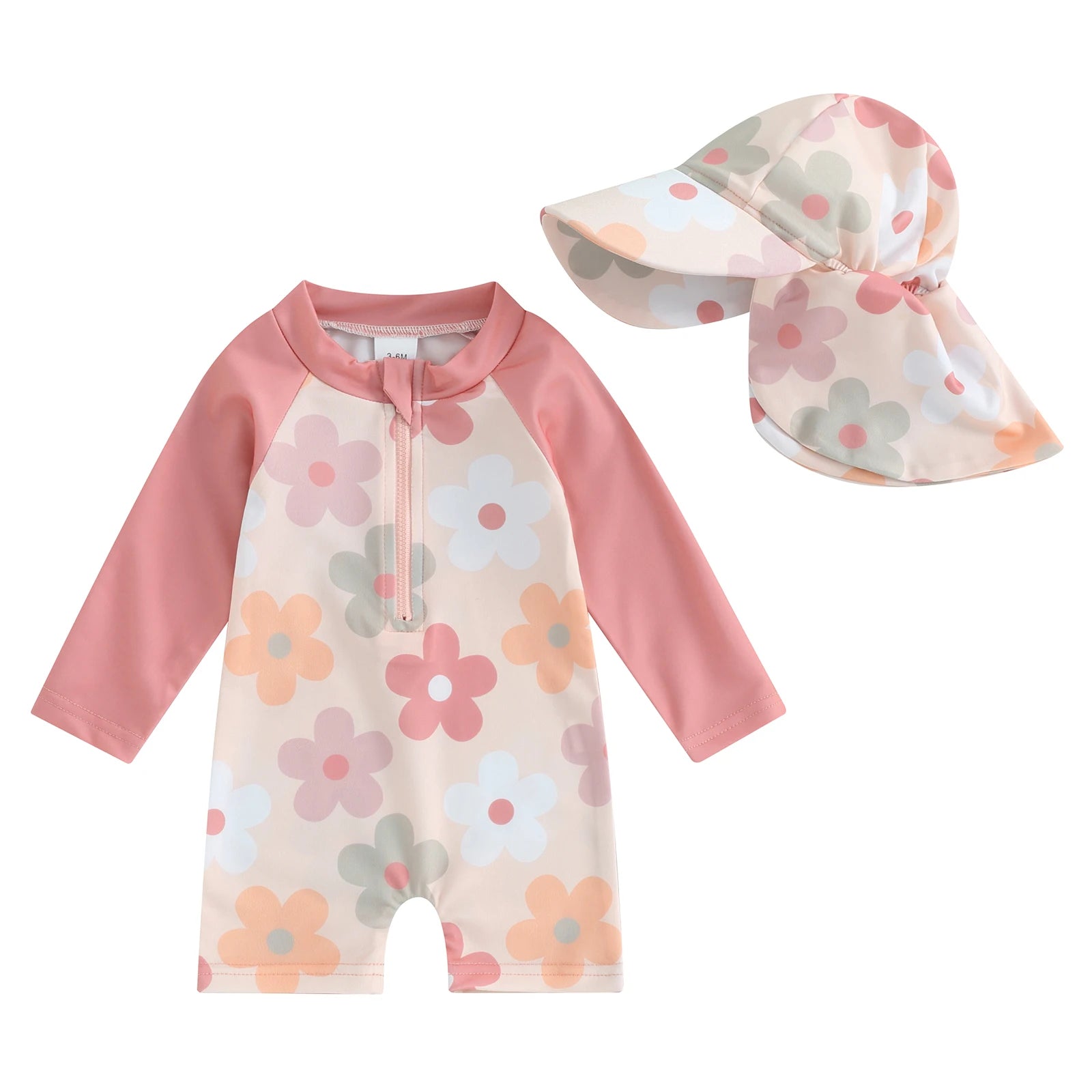 Floral or Tropical Long Sleeve Suit with Hat