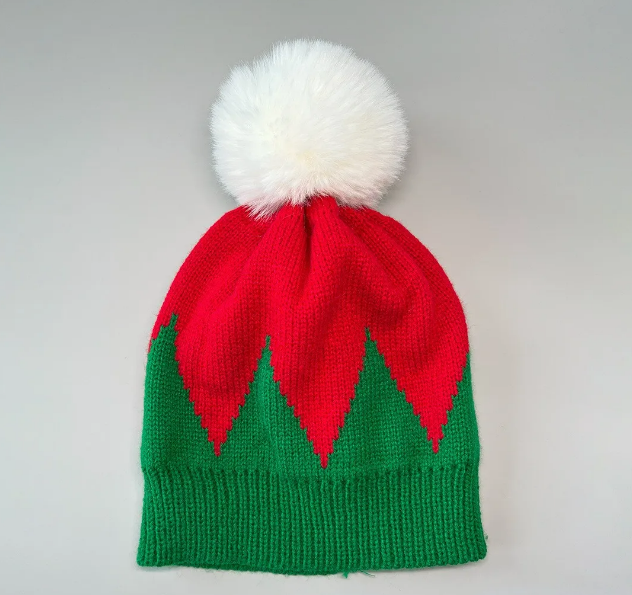Fluffy Pom-Pom Christmas Knit Beanie