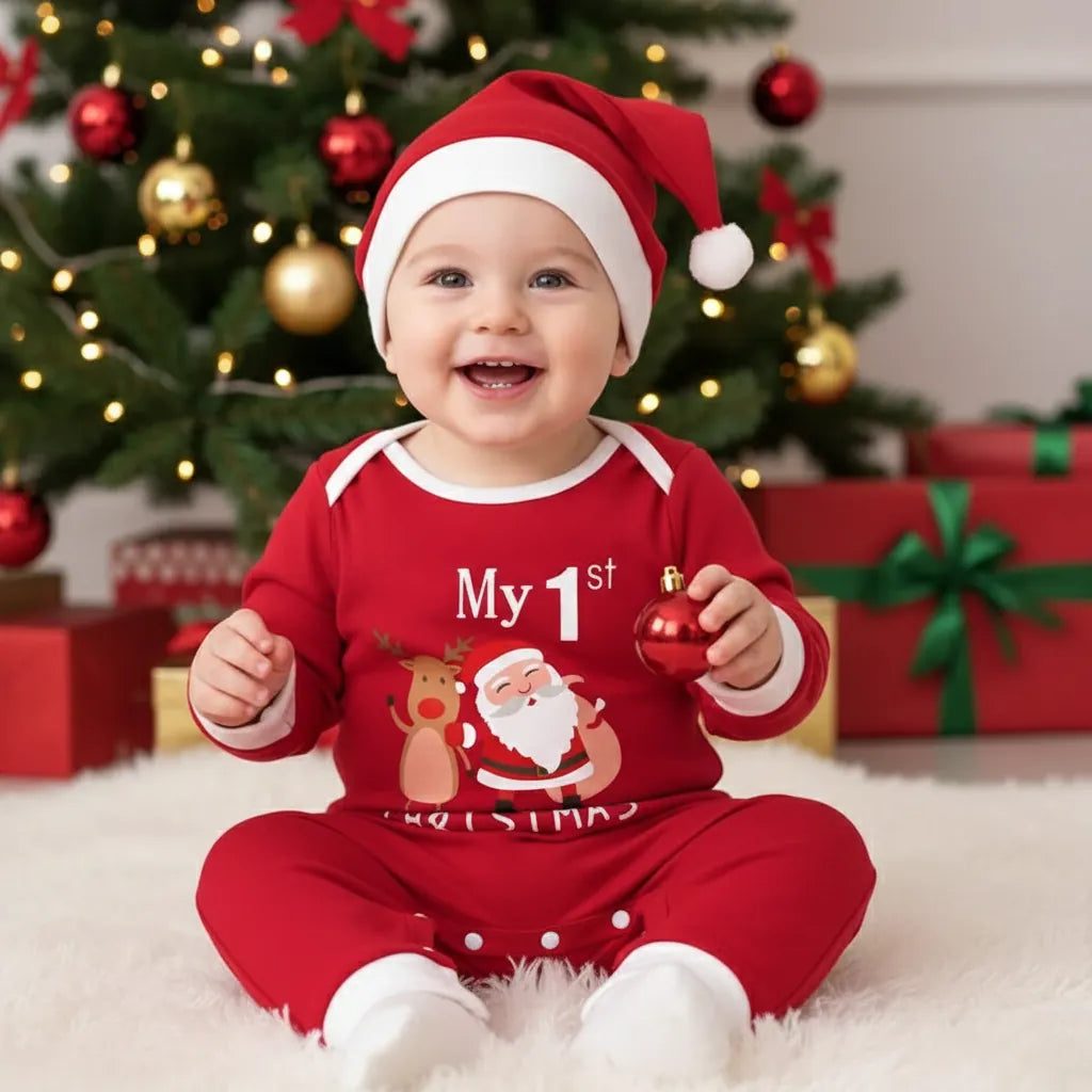Christmas Cartoon Newborn Romper Set