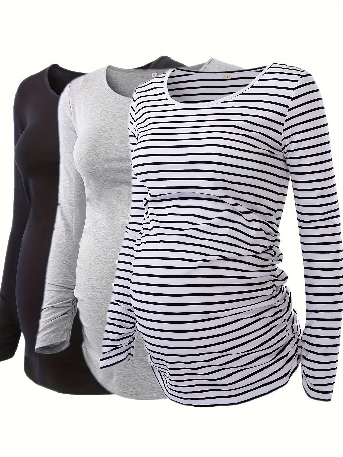 3Pack Women's Maternity Tunic Tops Long Sleeve