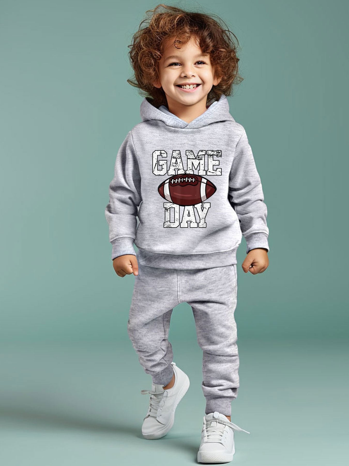 MOMSTAG 2pcs Boy's Football Print Hoodie + Pant Set