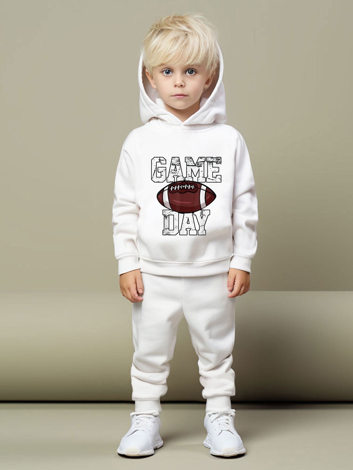 MOMSTAG 2pcs Boy's Football Print Hoodie + Pant Set