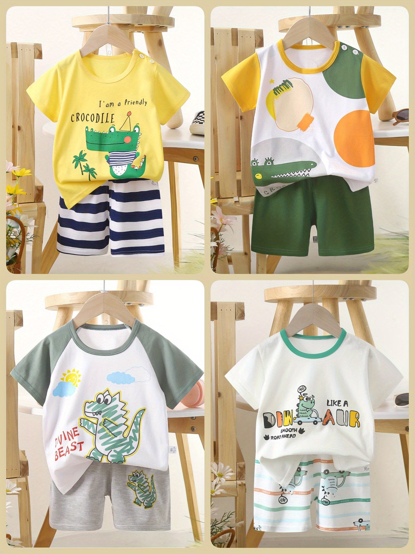 Children's Cotton T-Shirt and Shorts - 4 Sets