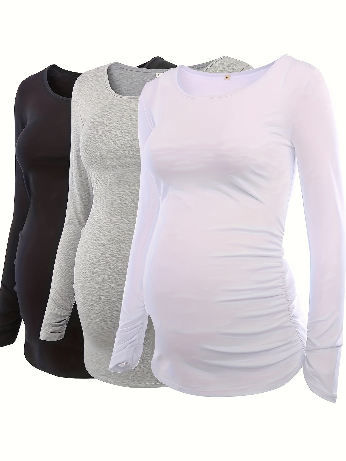 3Pack Women's Maternity Tunic Tops Long Sleeve