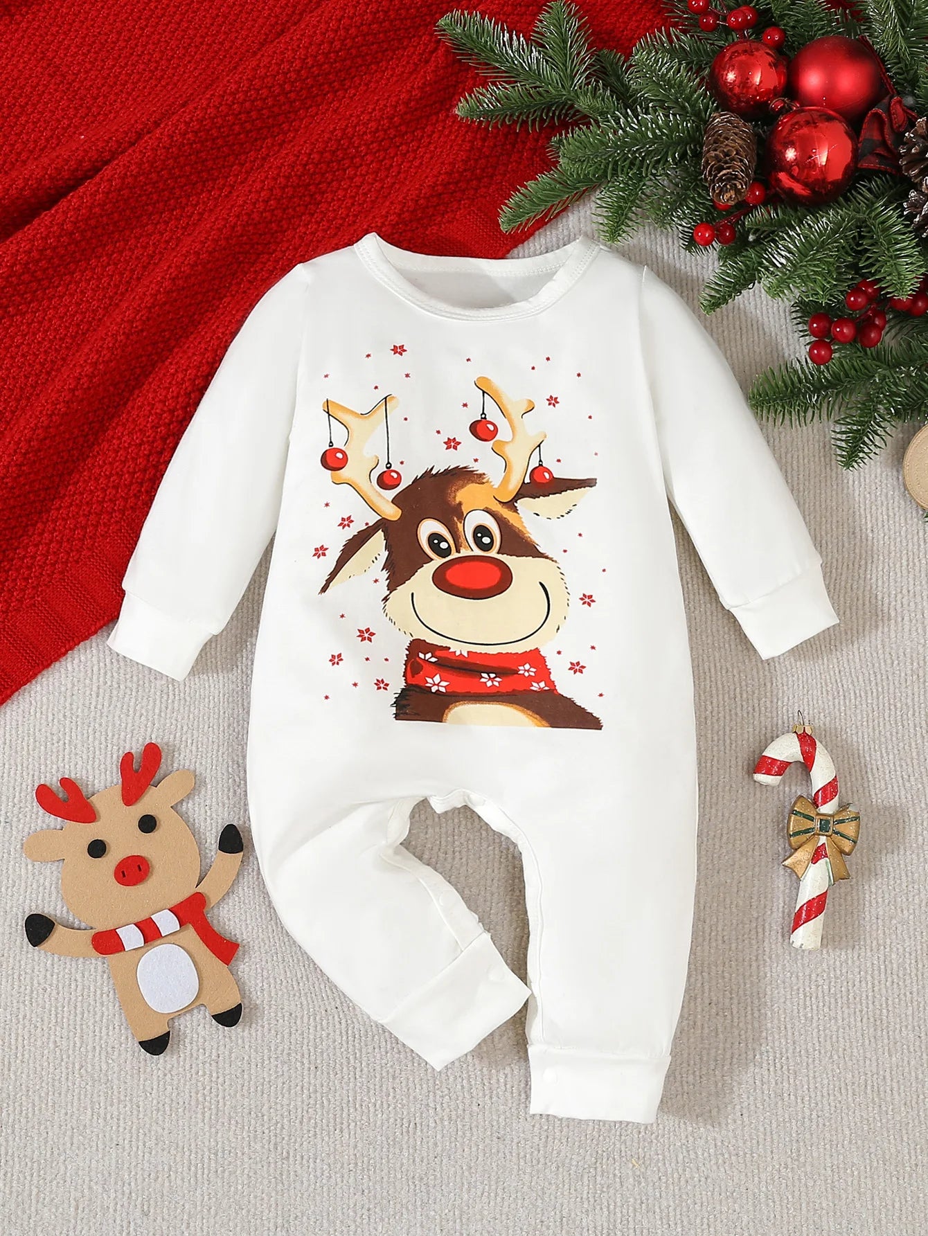 Funny Reindeer Baby Christmas Jumpsuit