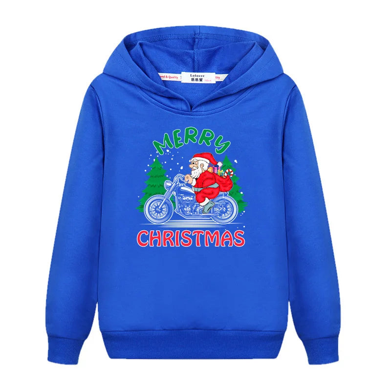Christmas Santa Print Kids Hoodie Sweatshirt