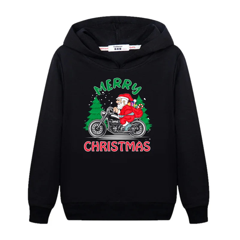 Christmas Santa Print Kids Hoodie Sweatshirt