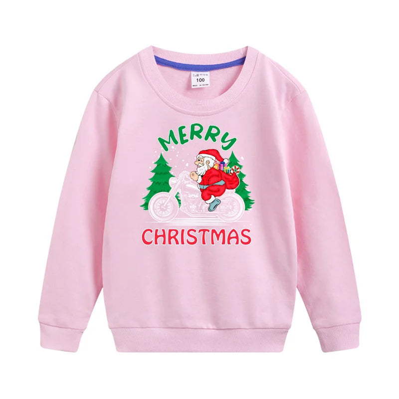 Christmas Santa Print Kids Hoodie Sweatshirt